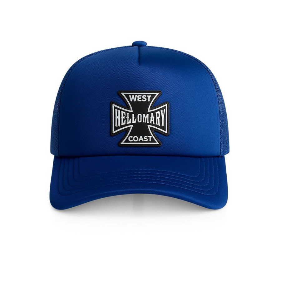 Hello Mary Cross Patch Trucker Cap